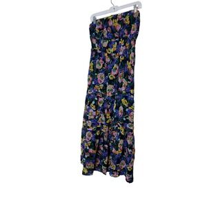 Anthropologie Dress‎ Womens Medium Multicolor Floral Strapless Maxi Viscose